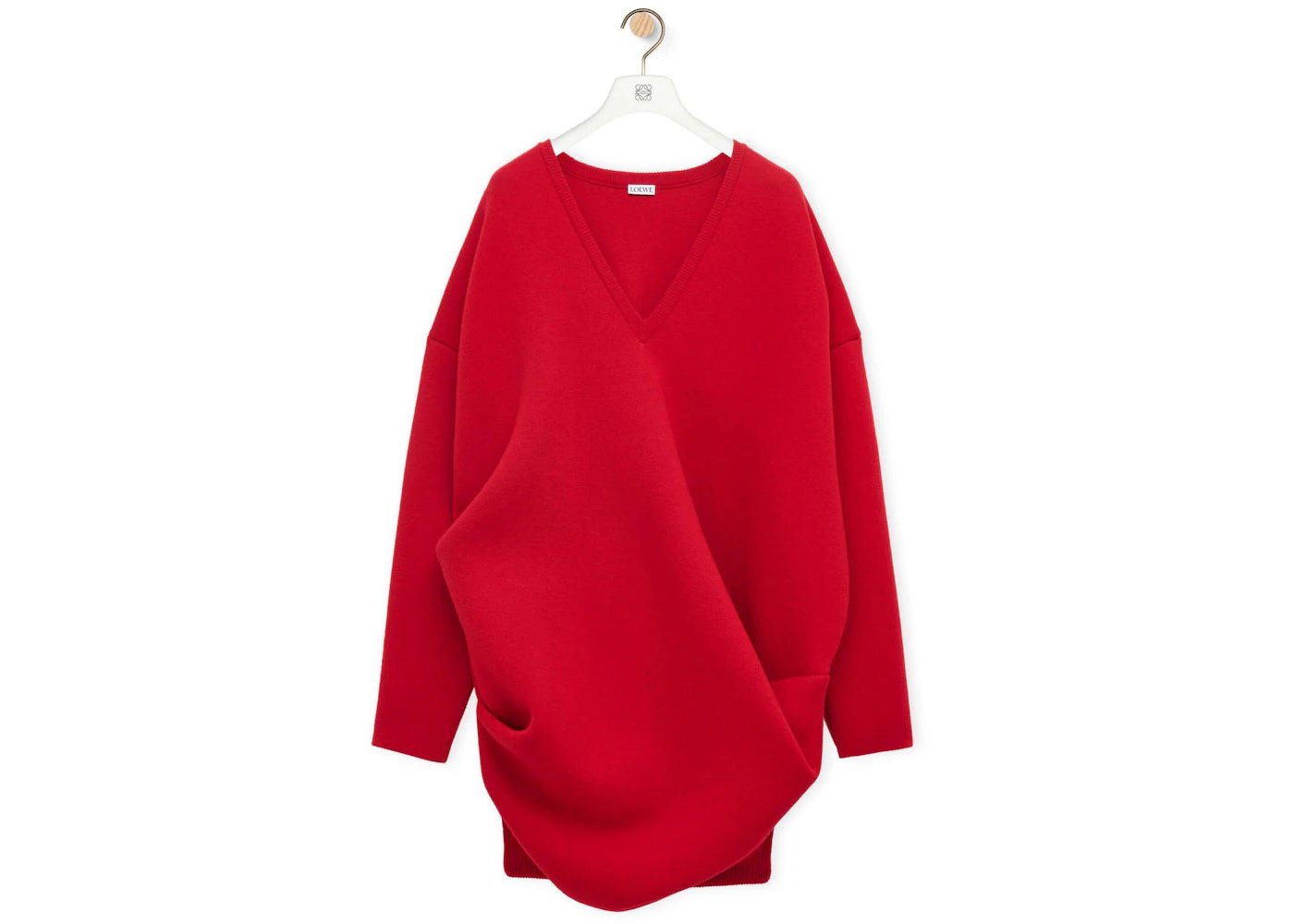 LOEWE Draped Dress in Wool Blend Red