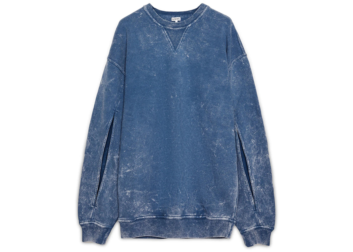 LOEWE Elongated Cotton Fleece Sweatshirt Washed Denim