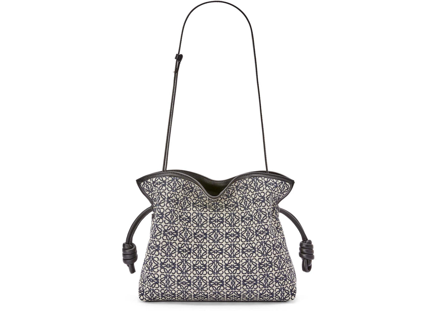 LOEWE Flamenco Clutch in Anagram Jacquard and Calfskin Navy/Black