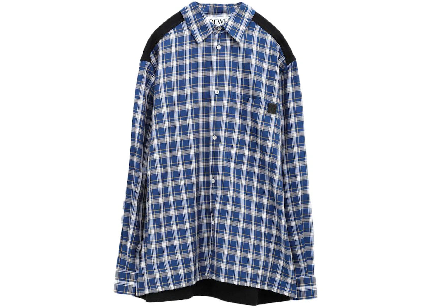 LOEWE Fleece Back Check Relaxed Fit Shirt Black/Blue