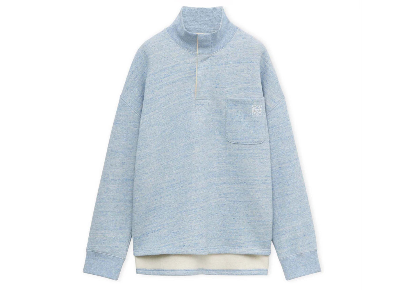 LOEWE High Neck Sweatshirt in Cotton Blue Melange