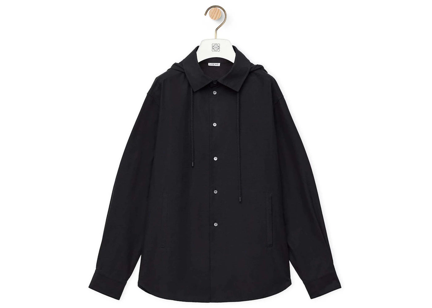 LOEWE Hooded Overshirt In Cotton Black