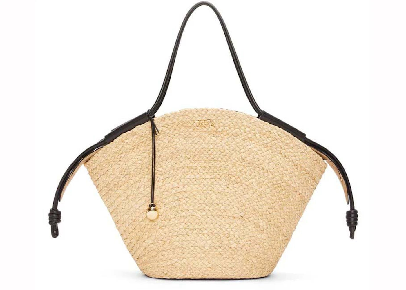 LOEWE Large Paseo Basket In Raffia and Nappa Calfskin Natural/Black