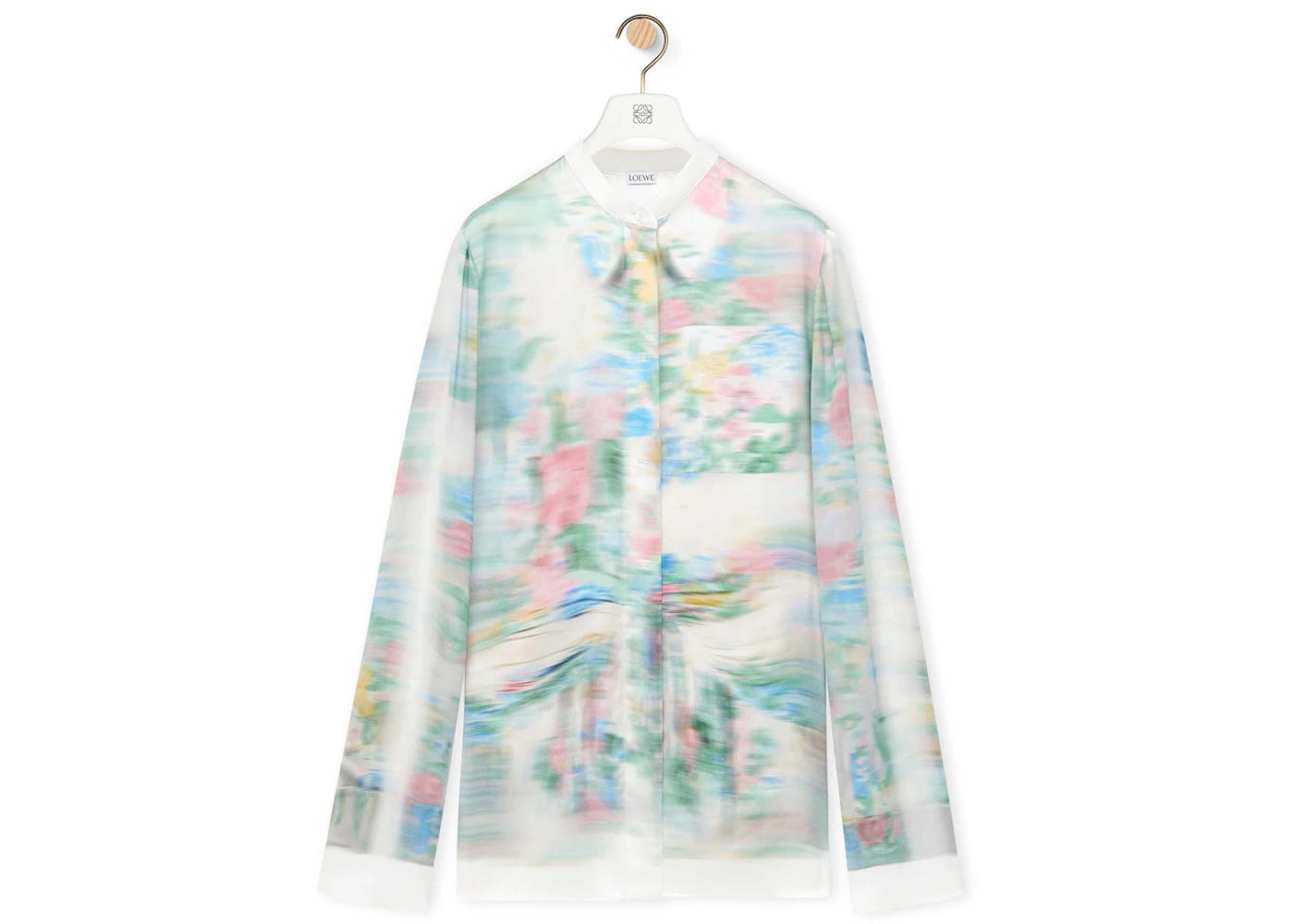 LOEWE Logo Shirt in Viscose and Silk White/Multicolor