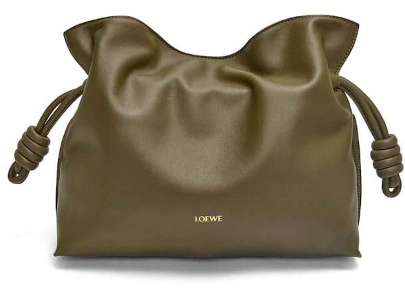 LOEWE Medium Flamenco Clutch In Nappa Calfskin Dark Khaki Green