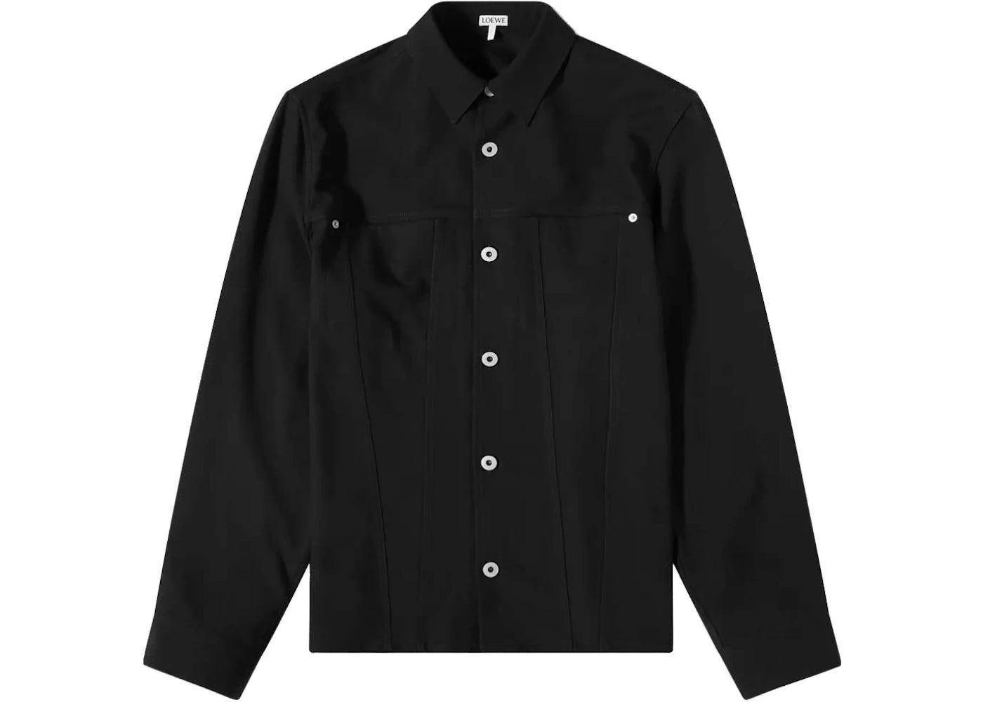 LOEWE Metal Button Wool Over Shirt Black