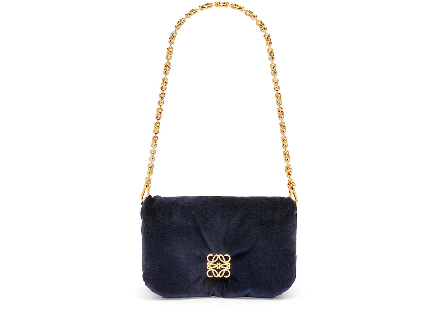LOEWE Mini Puffer Goya Bag In Velvet Dark Blue