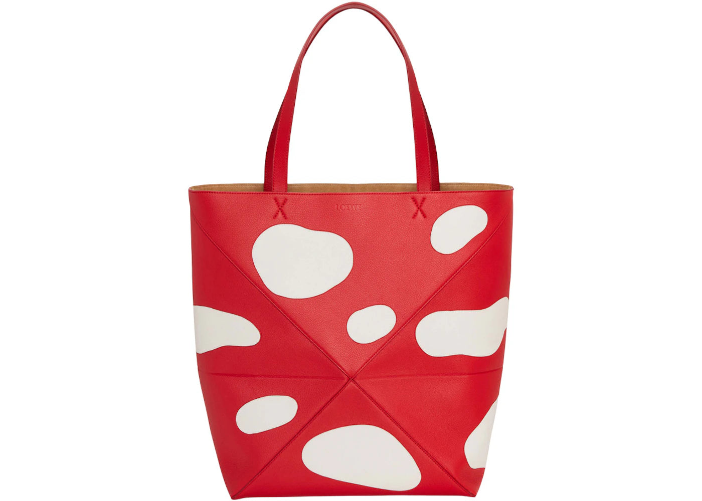 LOEWE Mushroom Large Puzzle Fold Tote in Classic Calfskin Dark Red