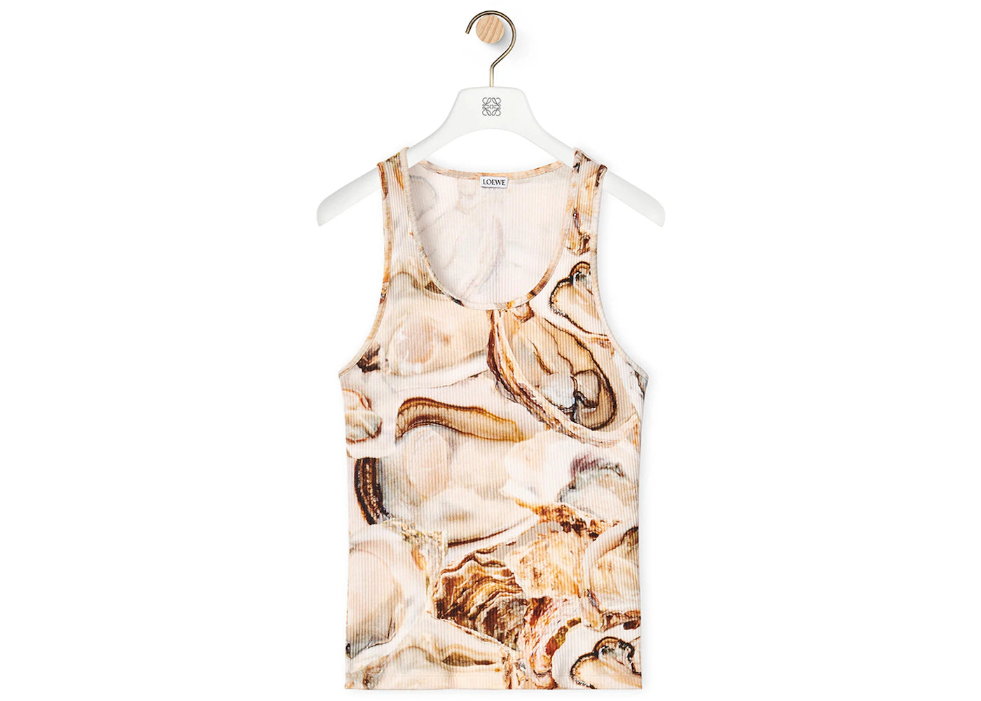 LOEWE Oyster Ribbed Slim Fit Tank Top Light Beige/Multicolor