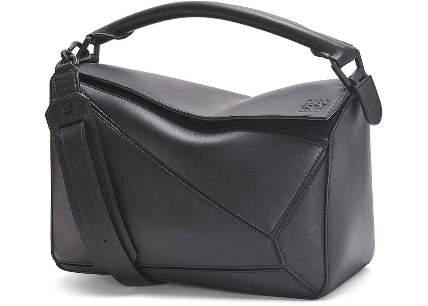 LOEWE Puzzle Bag In Satin Calfskin Black