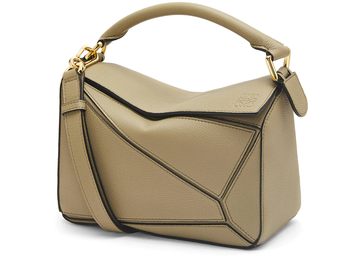 LOEWE Puzzle Bag In Soft Grained Calfskin Small Artichoke Green