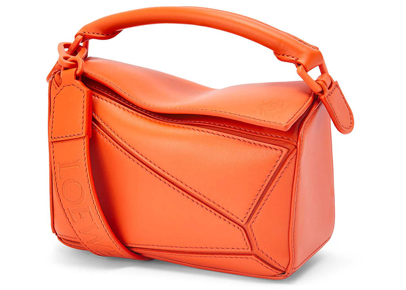 LOEWE Puzzle Bag in Satin Calfskin Mini Orange