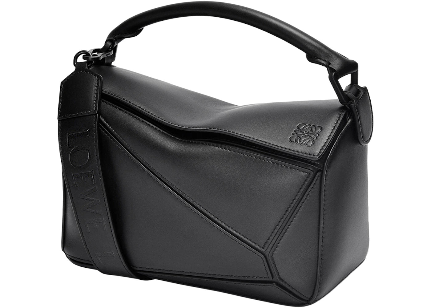 LOEWE Puzzle Bag in Satin Calfskin Small Black