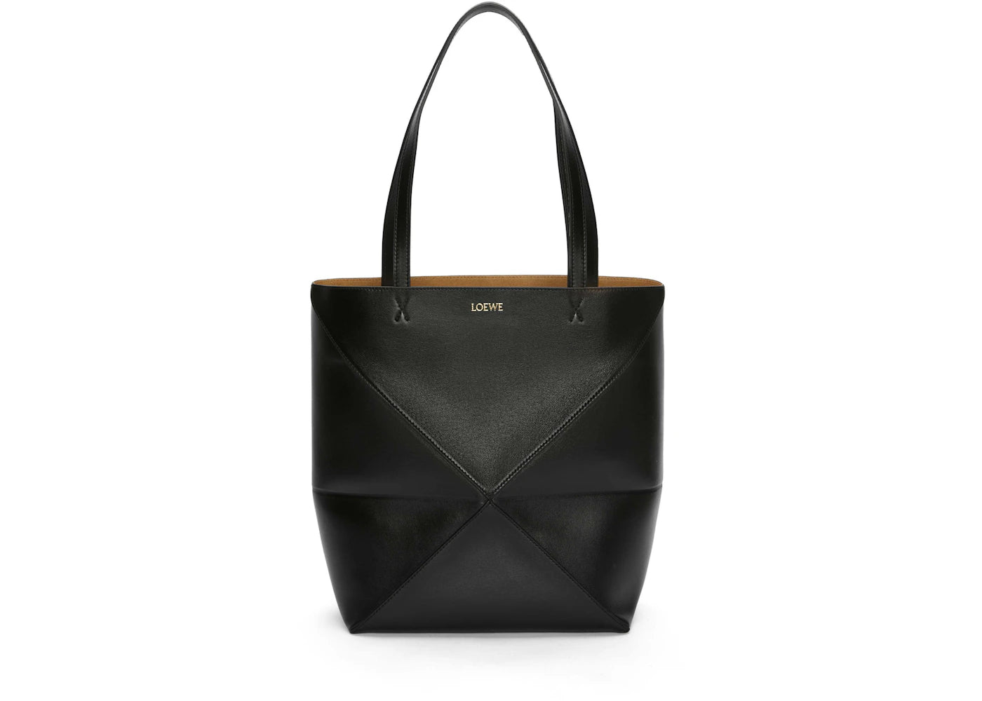 LOEWE Puzzle Fold Tote in Shiny Calfskin Black