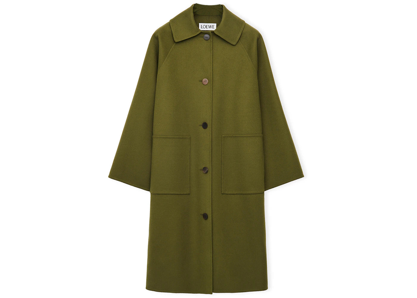LOEWE Raglan Wool And Cashmere Coat Olive Green