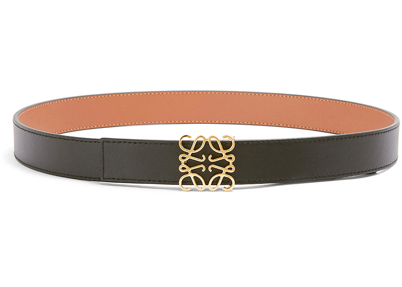 LOEWE Reversible Anagram Belt In Smooth Calfskin Tan/Black/Gold