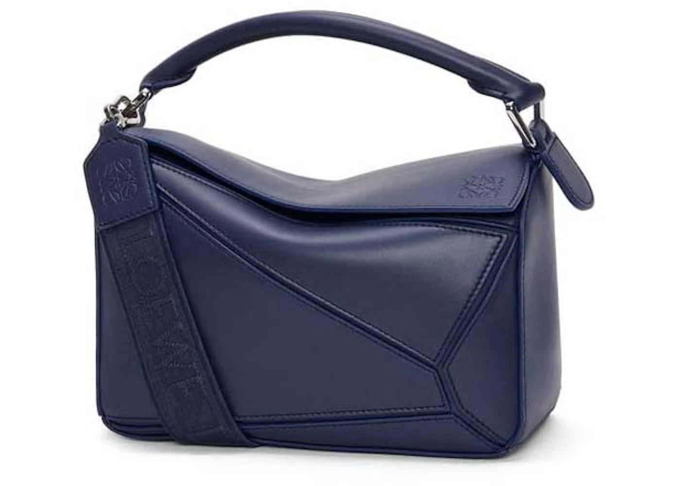 LOEWE Small Puzzle Bag In Satin Calfskin Abyss Blue