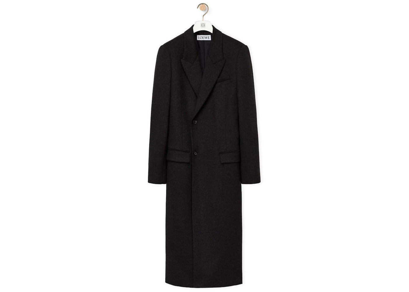 LOEWE Tailored Coat in Wool and Cashmere Grey Melange