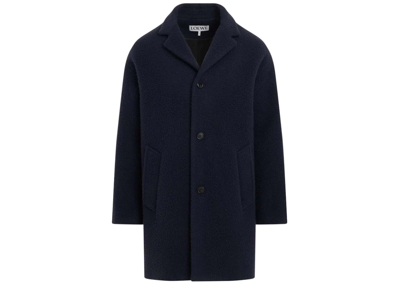 LOEWE Textured Wool Coat Navy Blue
