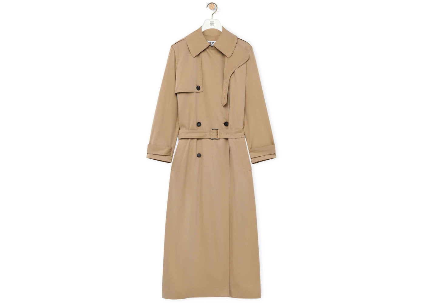 LOEWE Trench Coat in Cotton and Silk Beige