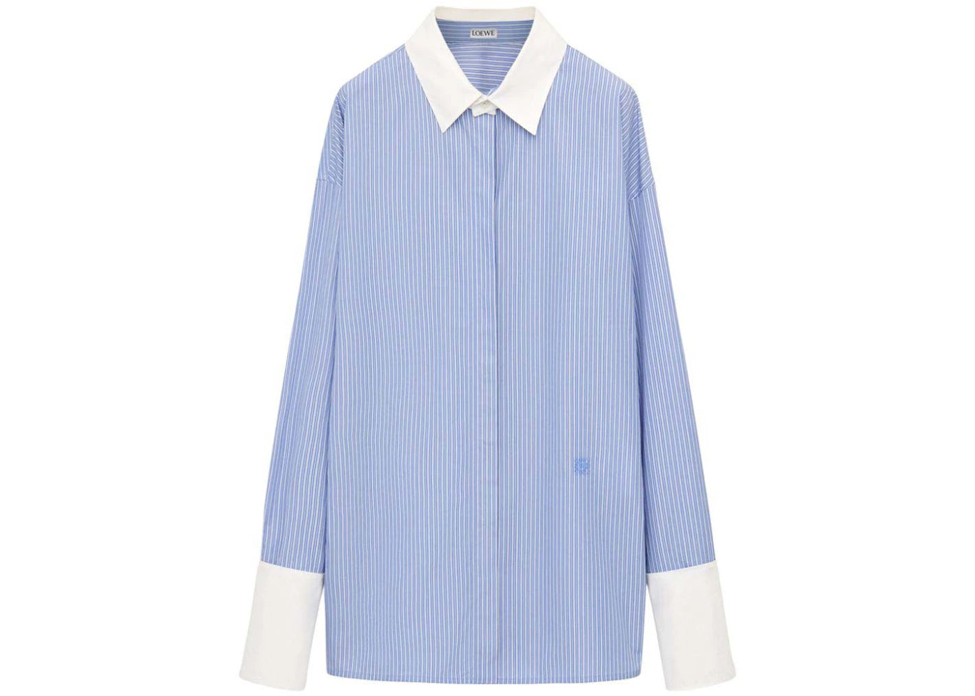 LOEWE Women's Stripe Long Cotton Shirt Blue/White