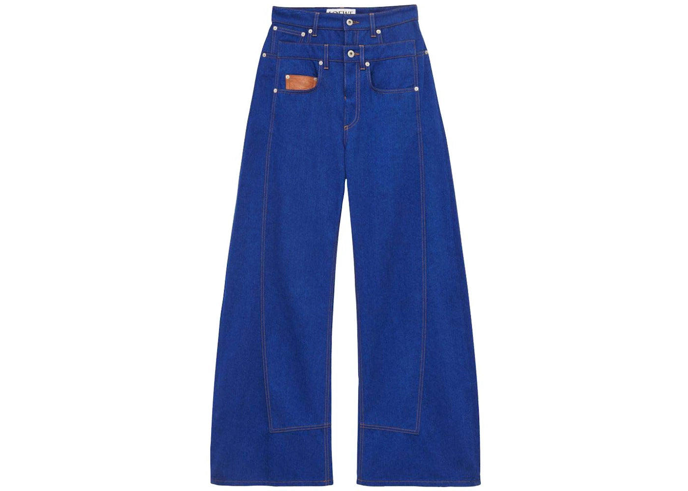 LOEWE Women's Trompe L'Oeil Denim Jeans Bright Blue