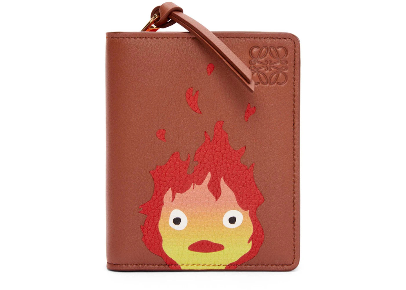 LOEWE x Howls Calcifer Compact Zip Wallet In Classic Calfskin Rust