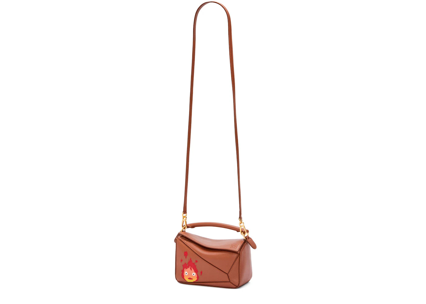 LOEWE x Howls Calcifer Mini Puzzle Bag In Satin Calfskin Rust