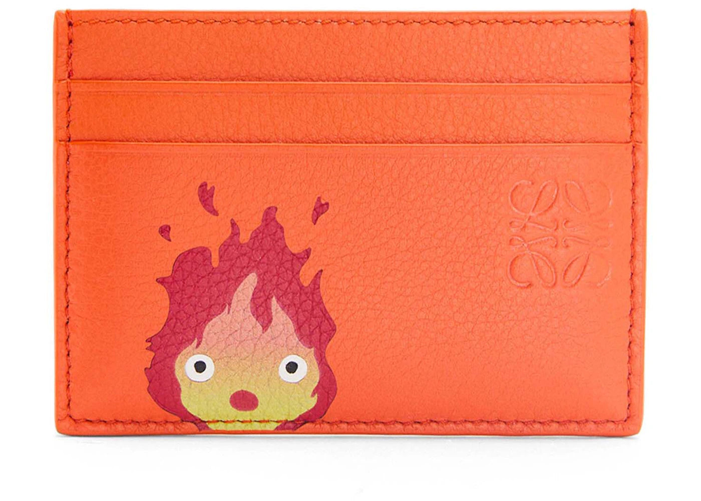 LOEWE x Howls Calcifer Plain Cardholder In Classic Calfskin Orange