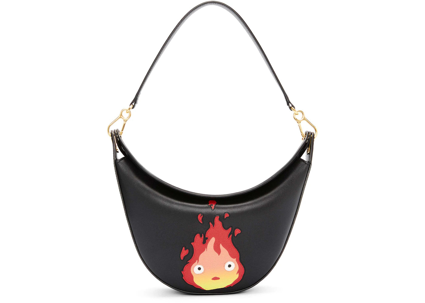 LOEWE x Howls Calcifer Small LOEWE Luna Bag In Satin Calfskin Black
