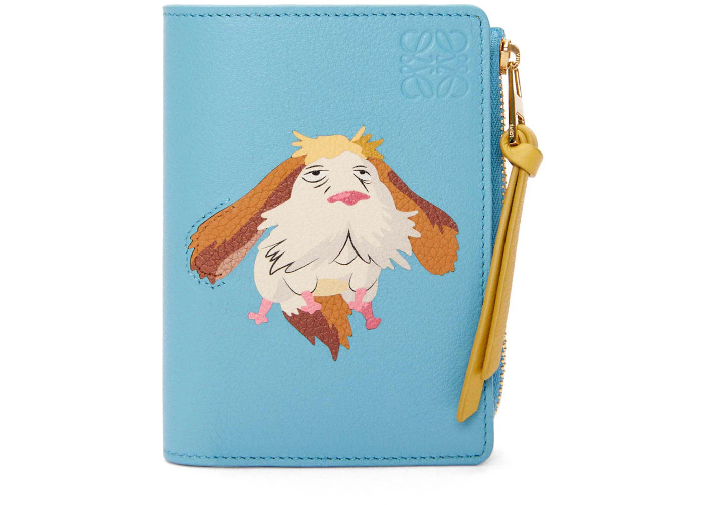 LOEWE x Howls Heen Slim Zip Bifold In Classic Calfskin Light Blue