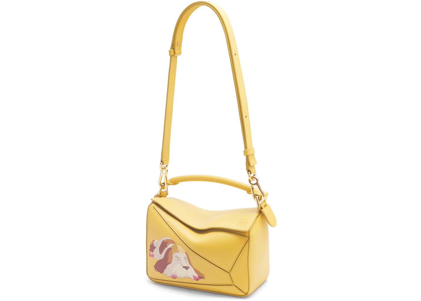 LOEWE x Howls Heen Small Puzzle Bag In Satin Calfskin Dark Yellow