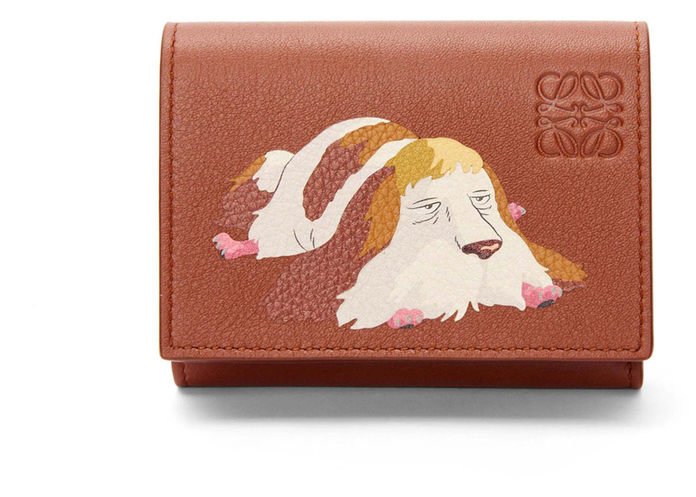 LOEWE x Howls Heen Trifold Wallet In Classic Calfskin Rust