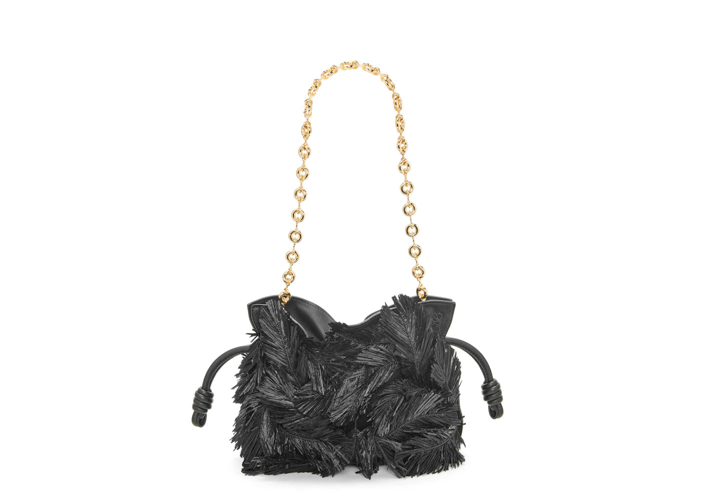 LOEWE x Howls Howl Mini Flamenco Clutch In Suede And Raffia Black