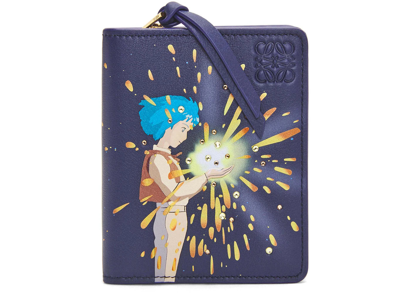 LOEWE x Howls Magical Sky Compact Zip Wallet In Classic Calfskin Marine