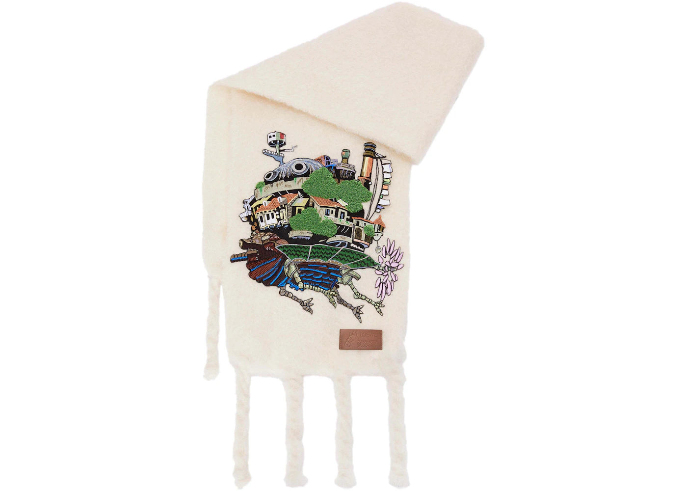 LOEWE x Howls Moving Castle Scarf In Mohair And Wool Blend White