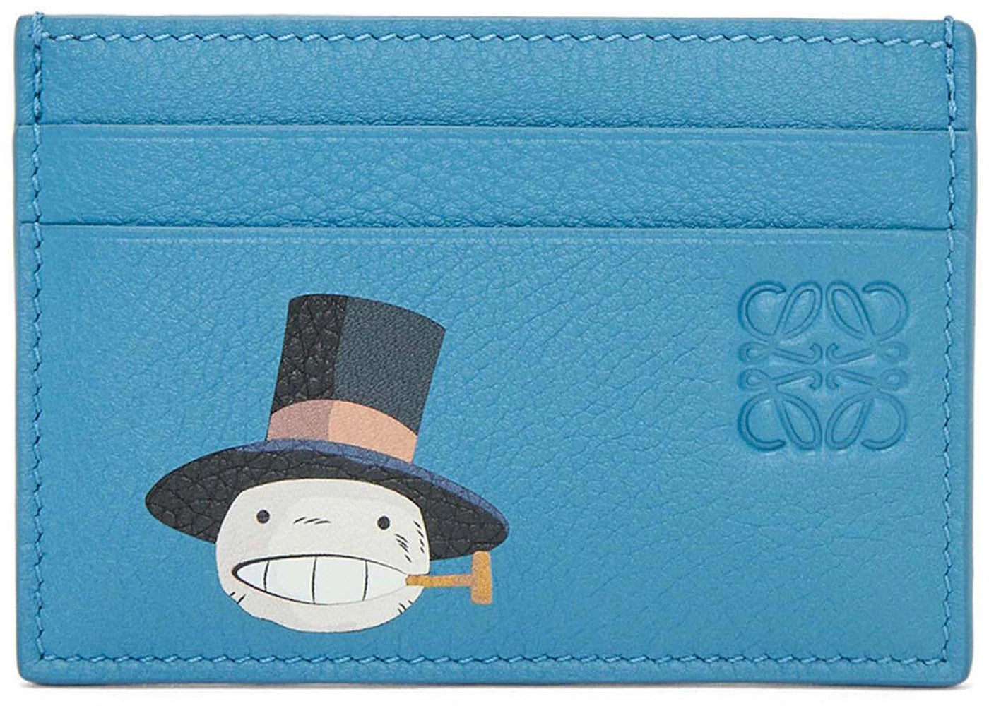 LOEWE x Howls Turnip Head Plain Cardholder In Classic Calfskin Sea Blue