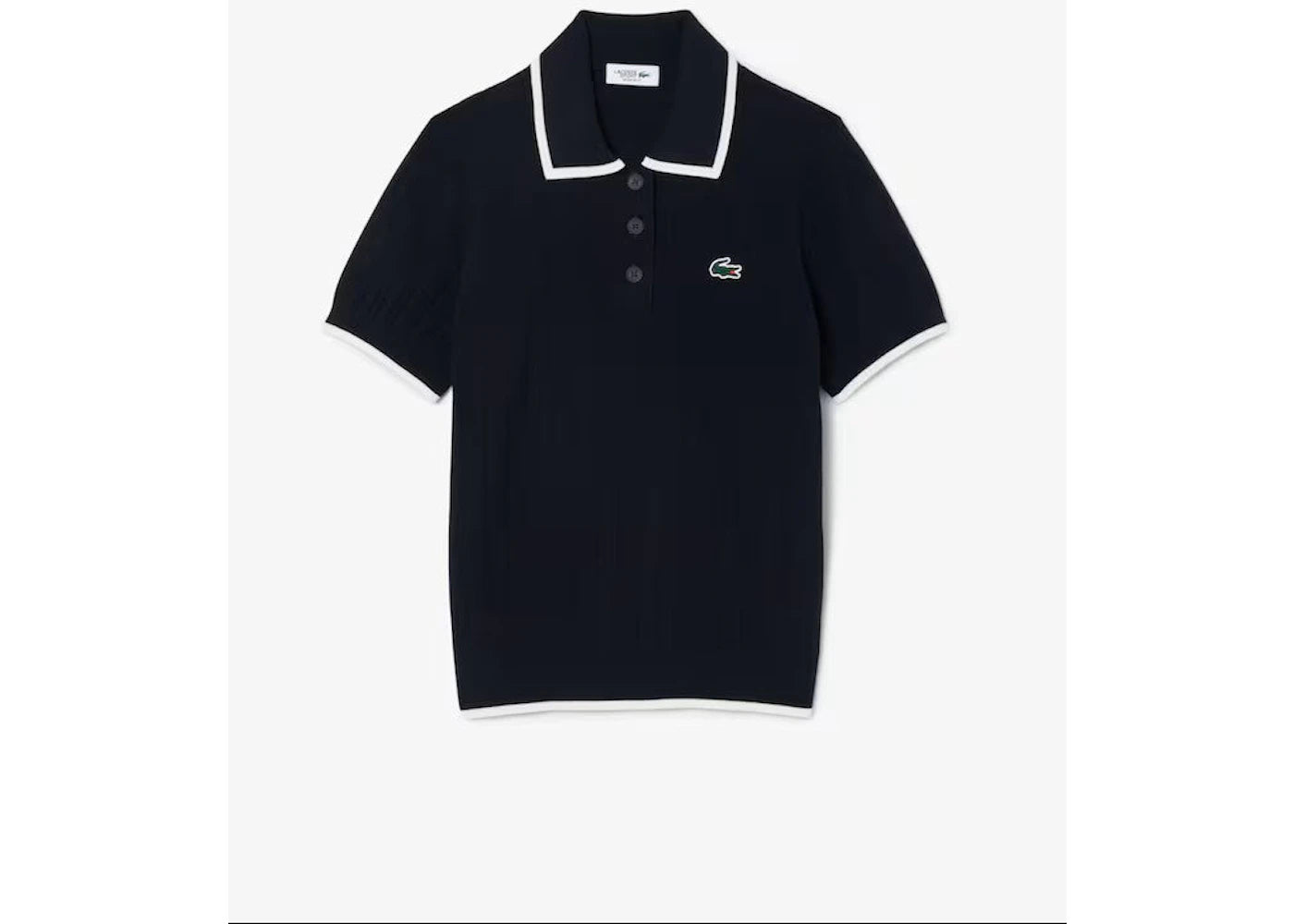 Lacoste Short Sleeved Polo Collar Golf Sweater Navy Blue Flour