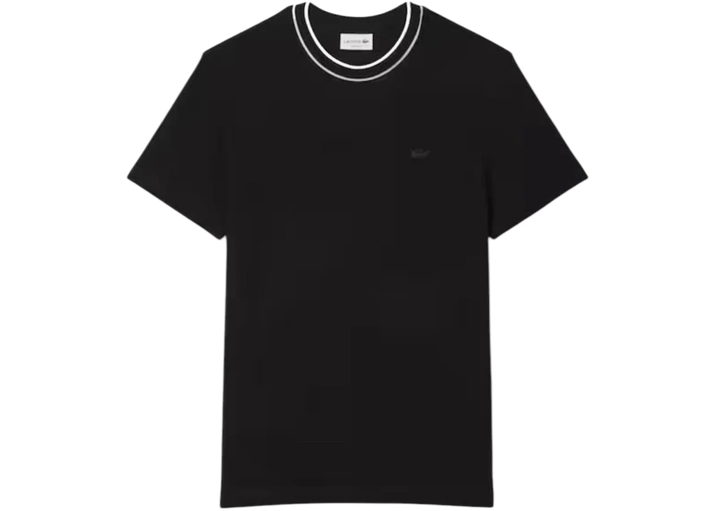 Lacoste Stretch Pique Stripe Collar T-shirt Black