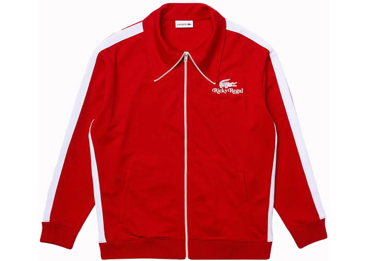 Lacoste x Ricky Regal Contrast Striped Piqué Zip Jacket Red