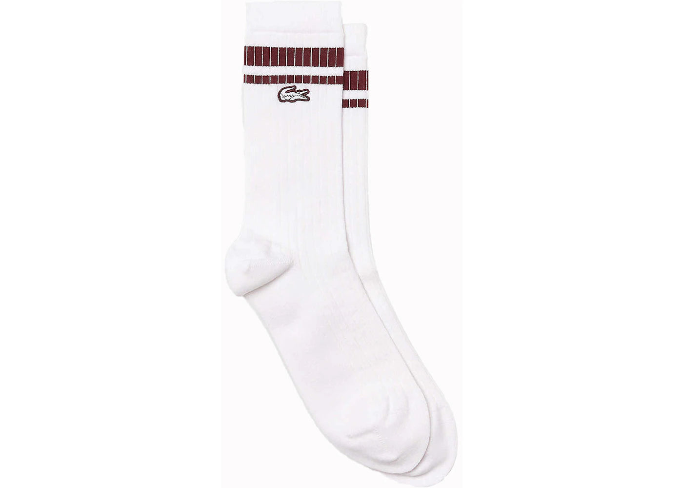 Lacoste x Ricky Regal Striped Ribbed Long Socks White/Dark Red