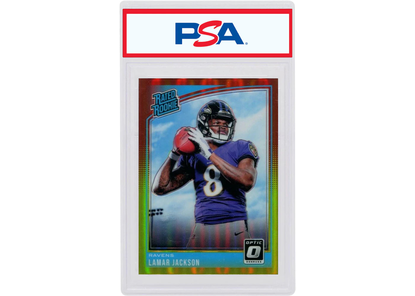 Lamar Jackson 2018 Panini Donruss Optic Rookie Red/Yellow #167 (PSA or BGS Graded)