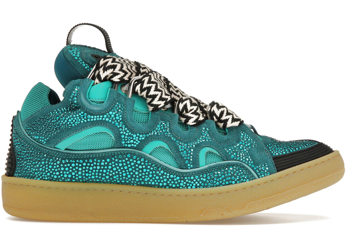 Lanvin Leather Curb Crystal Petrol Blue