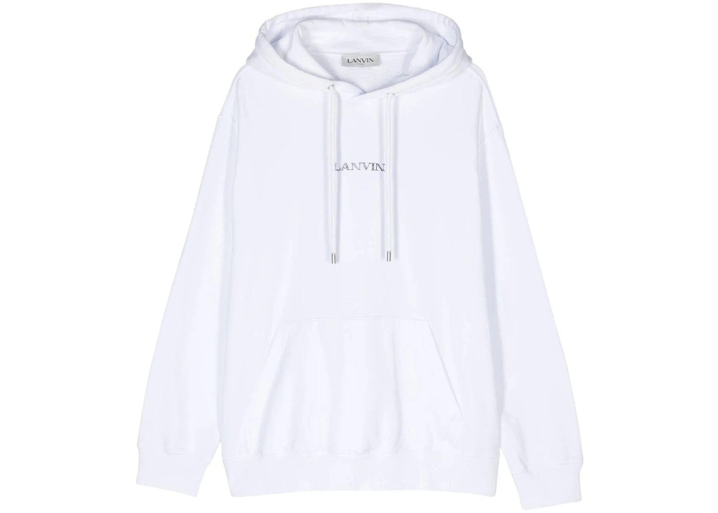 Lanvin Logo-Embroidered Cotton Hoodie White/Black