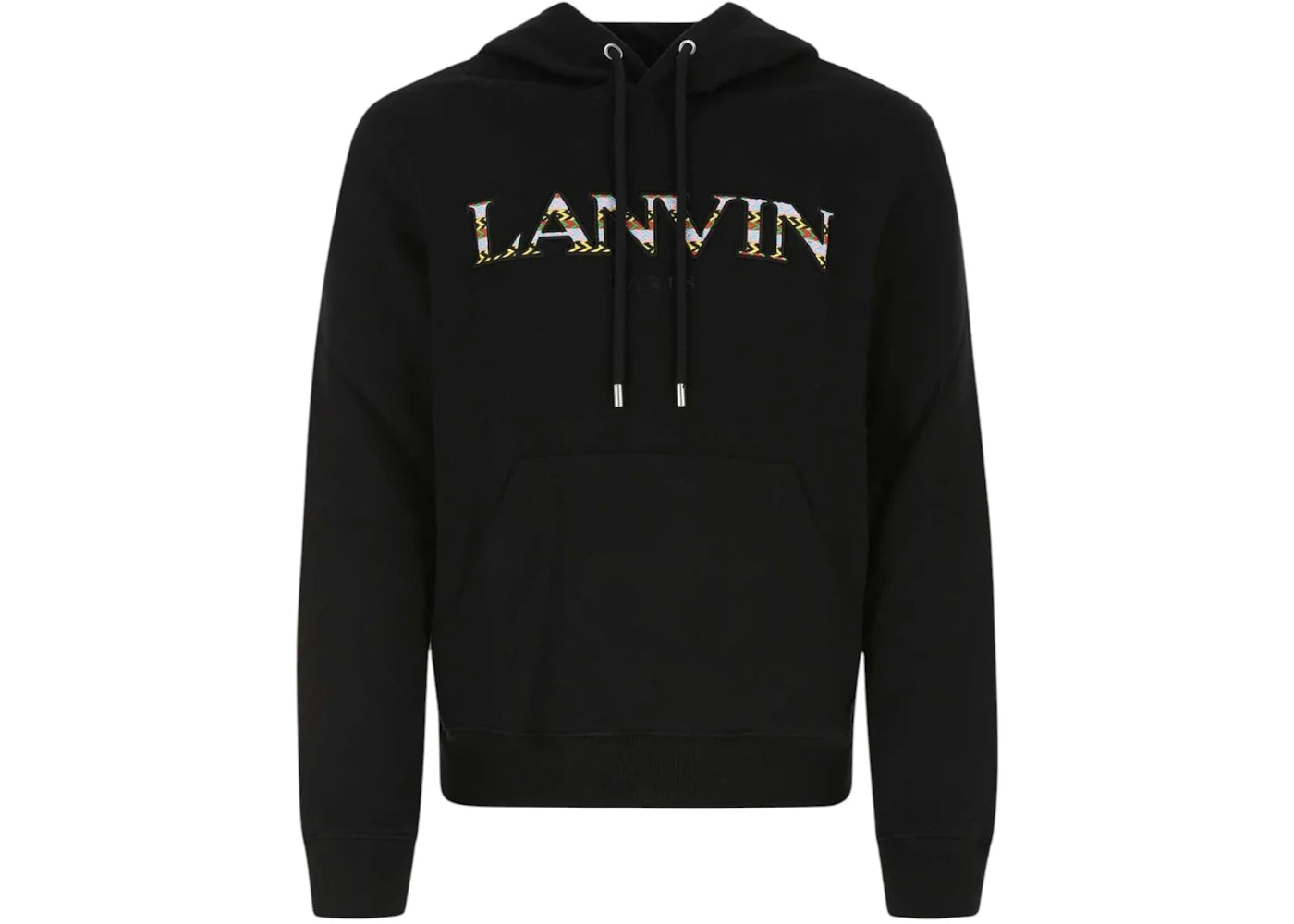 Lanvin Logo Embroidered Drawstring Hoodie Black/Black