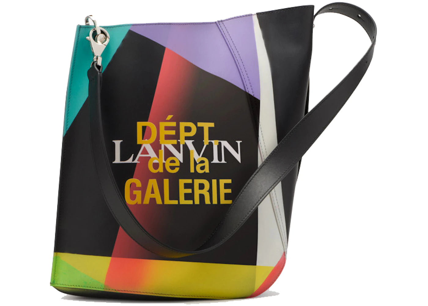 Lanvin Painted Calfskin Leather Hook Bag Small Black