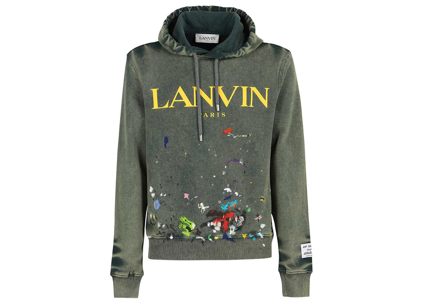 Lanvin x Gallery Dept. Logo Hoodie With A Worn Effect And Paint Marks Green