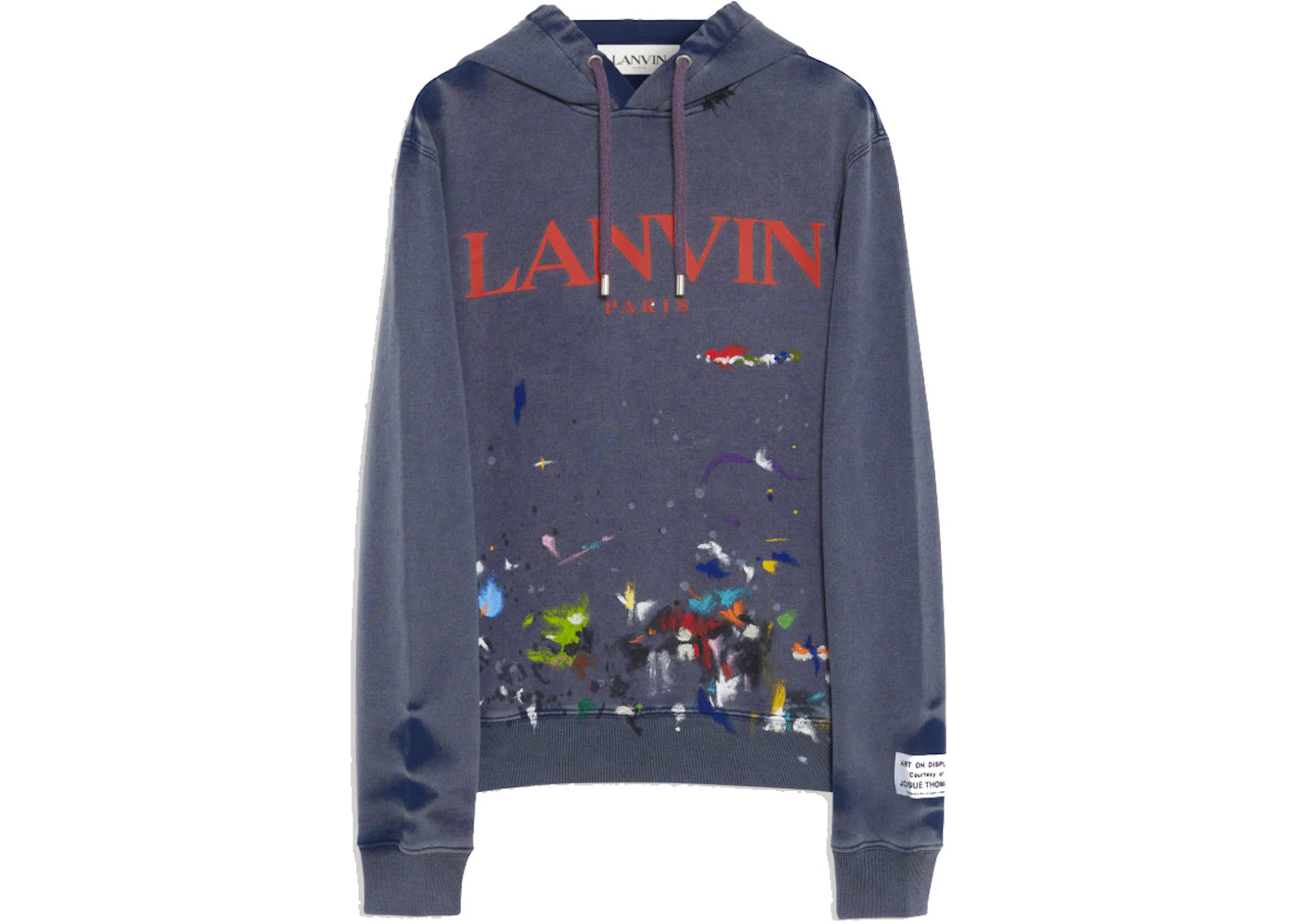 Lanvin x Gallery Dept. Logo Hoodie With A Worn Effect And Paint Marks Navy Blue