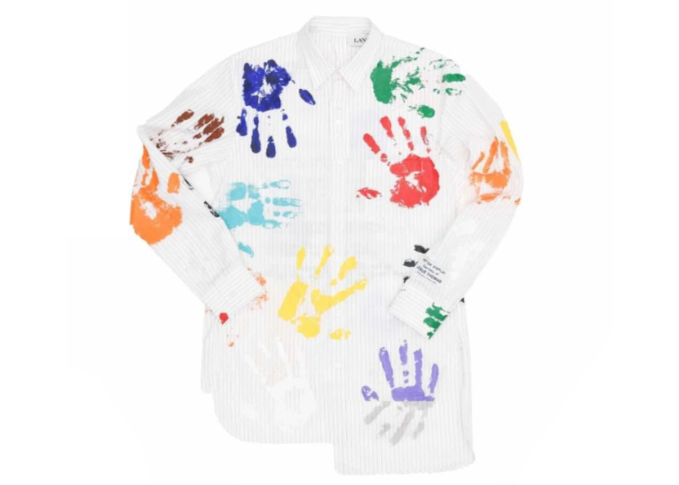 Lanvin x Gallery Dept. Patchwork Asymmetrical Pinstriped Poplin Shirt With Hand Paint Marks White