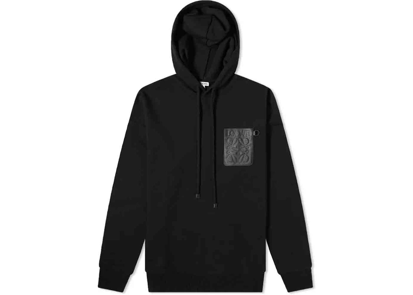 LOEWE Anagram Leather Patch Hoodie Black